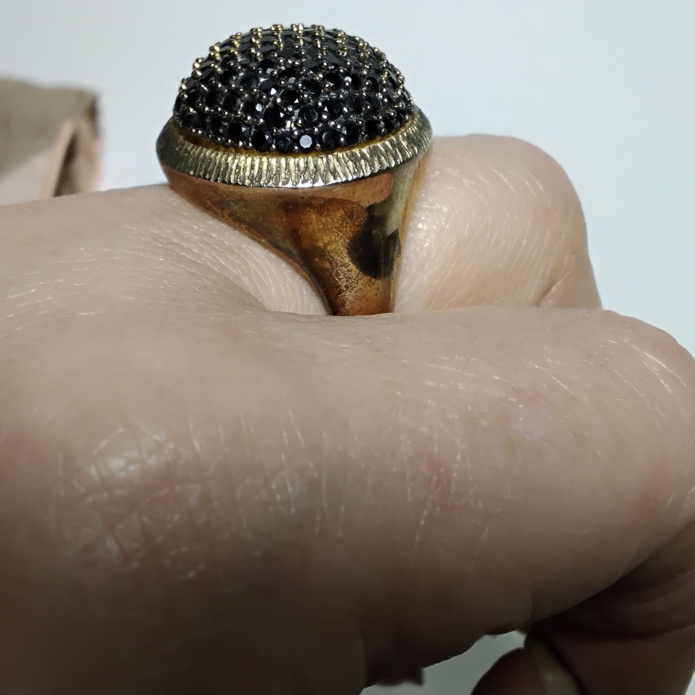 925 Bronze Milor Italy Black Spinel Ring Sz 10 - Picture 7 of 8